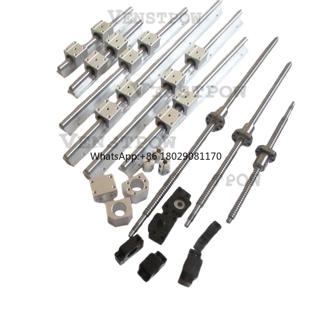 16 linear guide Rail 6 set SBR16 - 300/700/1100mm + ballscrew set SFU1605 - 350/750/1150mm + BK/BF12 CNC parts