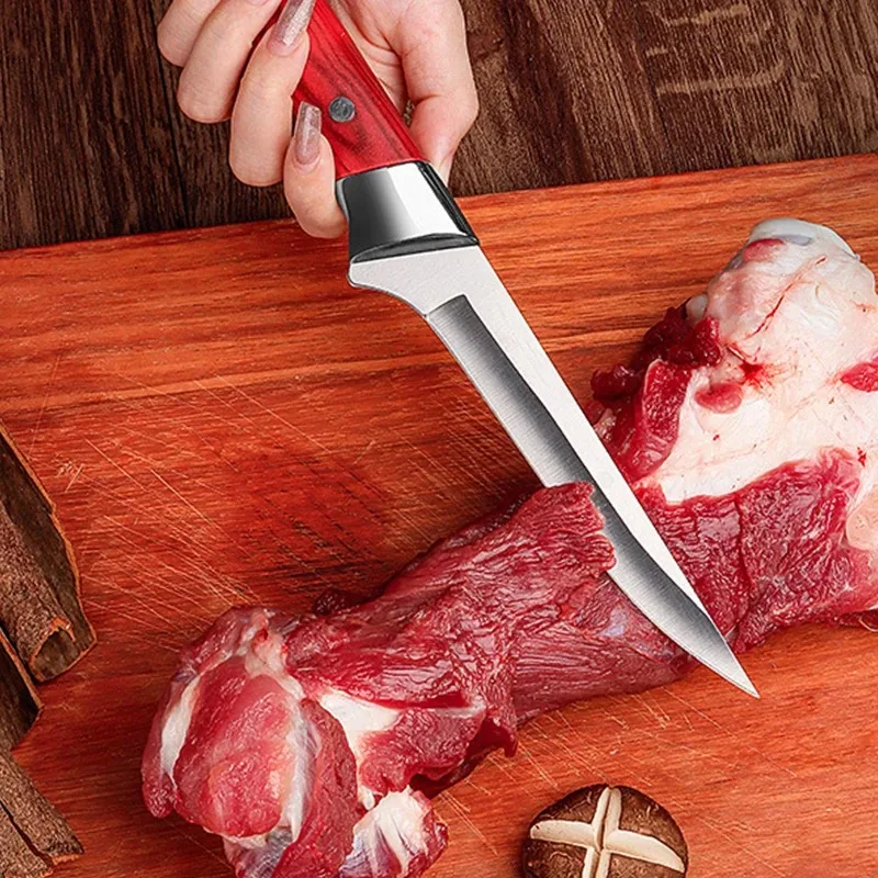Stainless Steel Boning Knife Kitchen Knife Cleaver Meat Fruit Fish Utility Barbecue Knife Plastic Handle Chef Butcher Knife