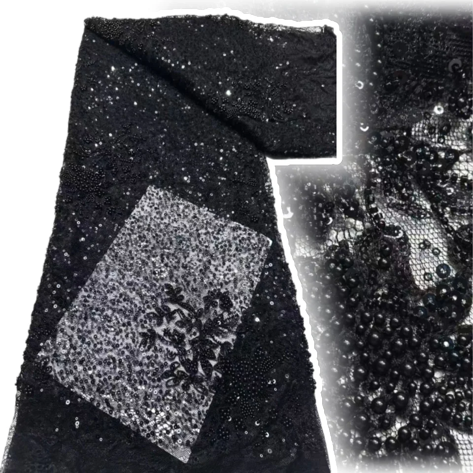 

Африканский Тюль шантиль, кружевная ткань, французская роскошная сетчатая кружевная ткань с блестками и бусинами, нигерийская женская вечерняя одежда, платье CC1584