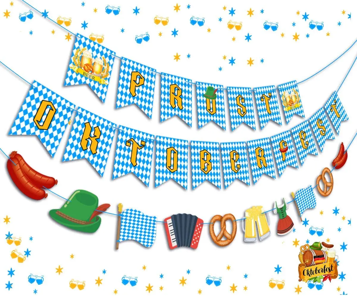 

Cheereveal Oktoberfest Banner Bavarian Prost Oktoberfest Garland for German Beer Festival Oktoberfest Party Decorations