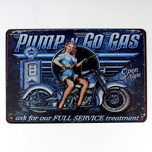 full service gas station metal tin sign humor and suitable for Bar Cafe Garage Wall Decor Retro 8 X 12 inch