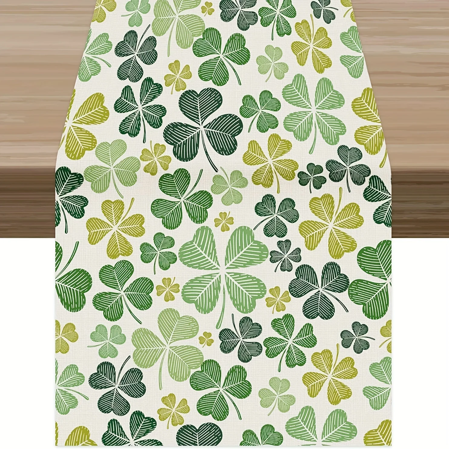St. Patrick's Day Kleeblatt-Tischläufer - Vierblättriges Kleeblatt Frühling Sommer Innen- und Außendekoration für Partys
