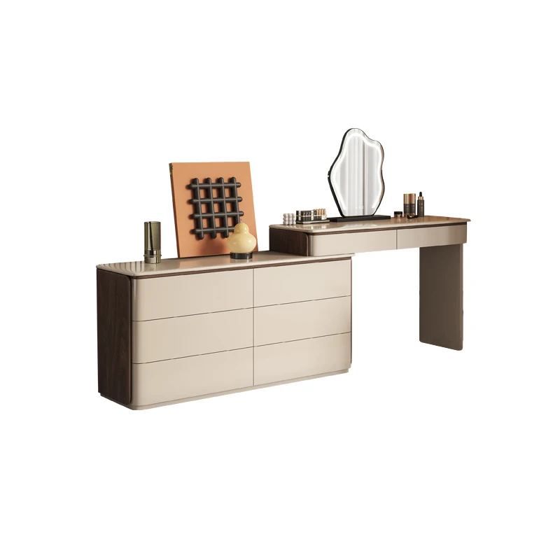 ey-Modern Minimalist LED High-End Rock Panel Integrated Storage Cabinet Luxury Dressing Table for Home Bedroom*