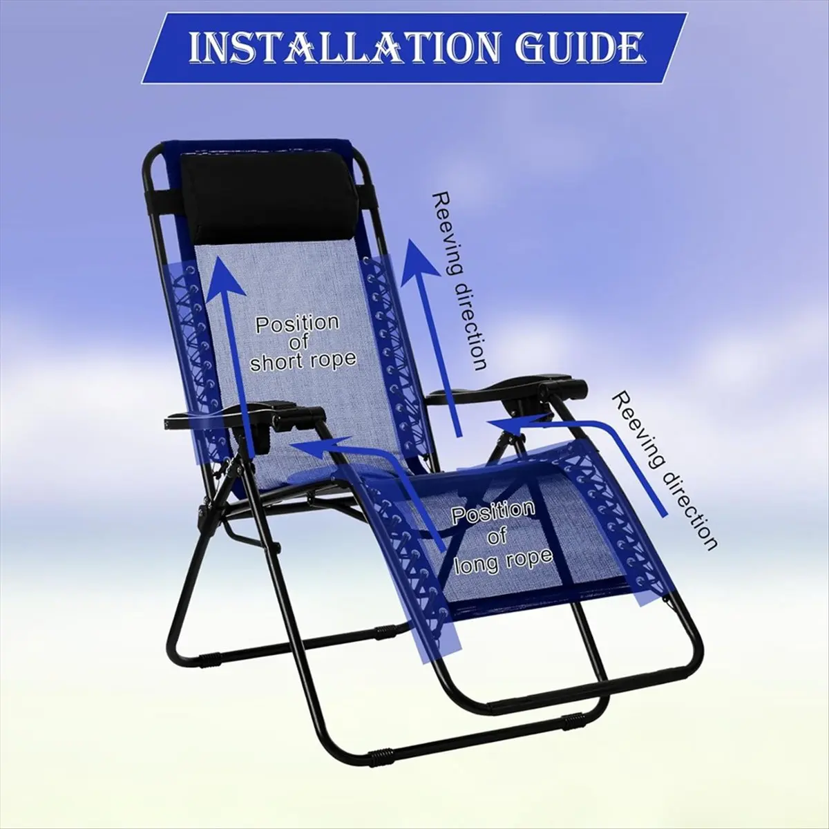 BHBL Chair Replacement Fabric with 4 Bungee Cord Lounge Chair Cloth Mesh Repair Kit for Patio Recliner Outdoor Lawn Pool C