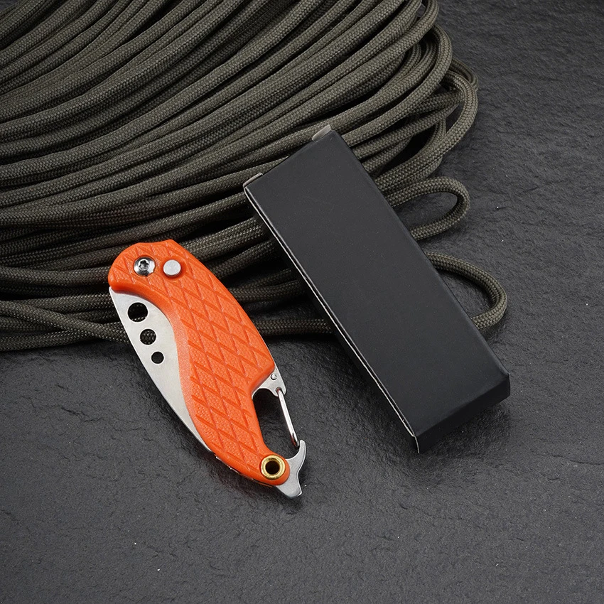 Outdoor box opener knife, new multi-functional hook serrated folding knife, mountaineering tools, bottle opener, key chain knife