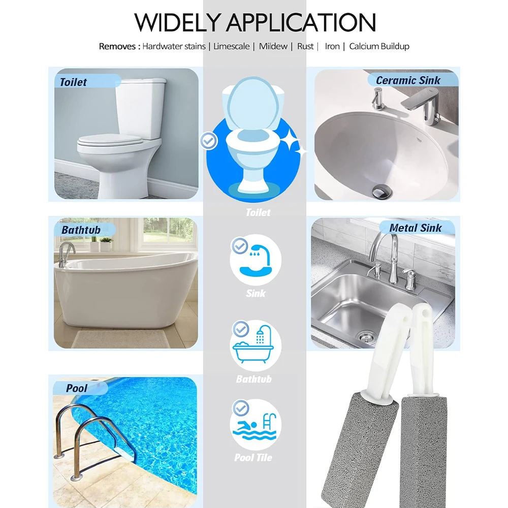 6แพ็คหินภูเขาไฟสําหรับแปรงทําความสะอาดห้องน้ําพร้อมที่จับทําความสะอาดน้ําแหวนRemoverสําหรับอาบน้ํา/สระว่ายน้ํา/ห้องครัว/ครัวเรือน
