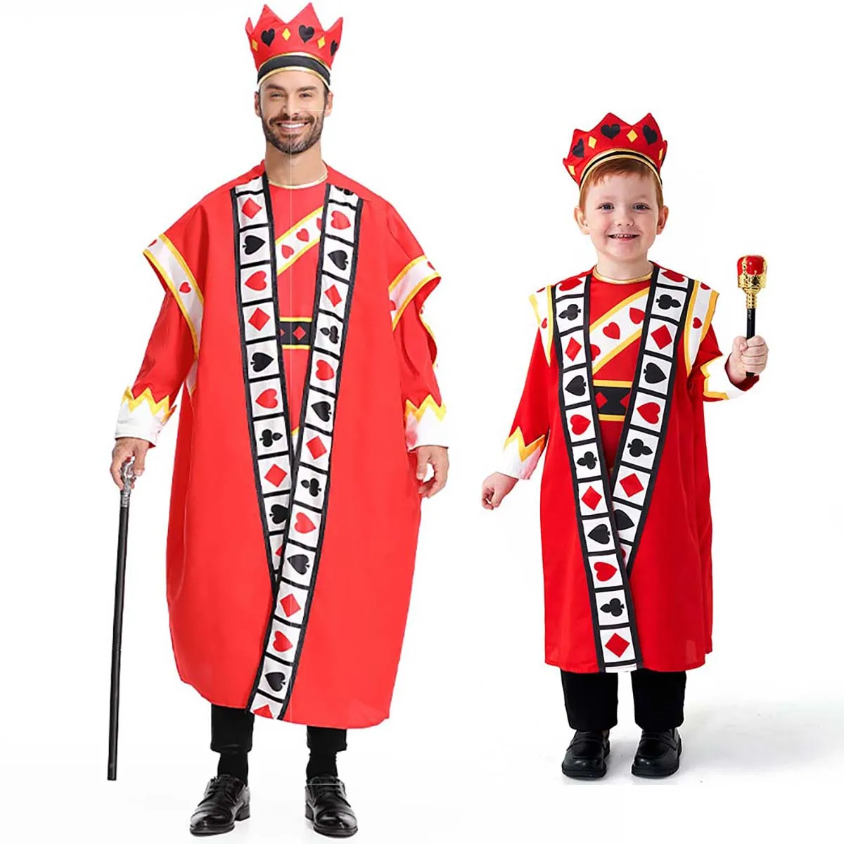 Boy Men Poker King Alice Halloween Purim Cosplay Adult King of Hearts Costume