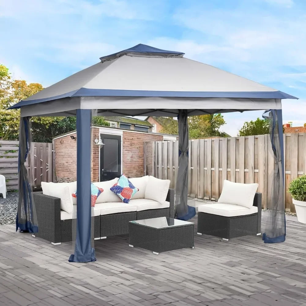 11x11 FT Gazebo Tent Full Folding Awnings Outdoor Tents for Parties With Mosquito Netting Camping Pergola Shade Garden Supplies