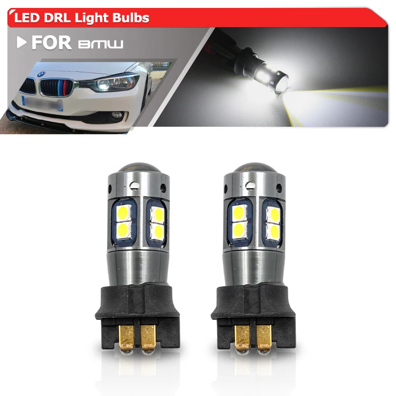 For BMW F30 3Series 320i 325i 328i 330i 335i 2012 2013 2014 2015 Canbus Error Free PW24W 12181 Front Led DRL Daytime Light Bulbs