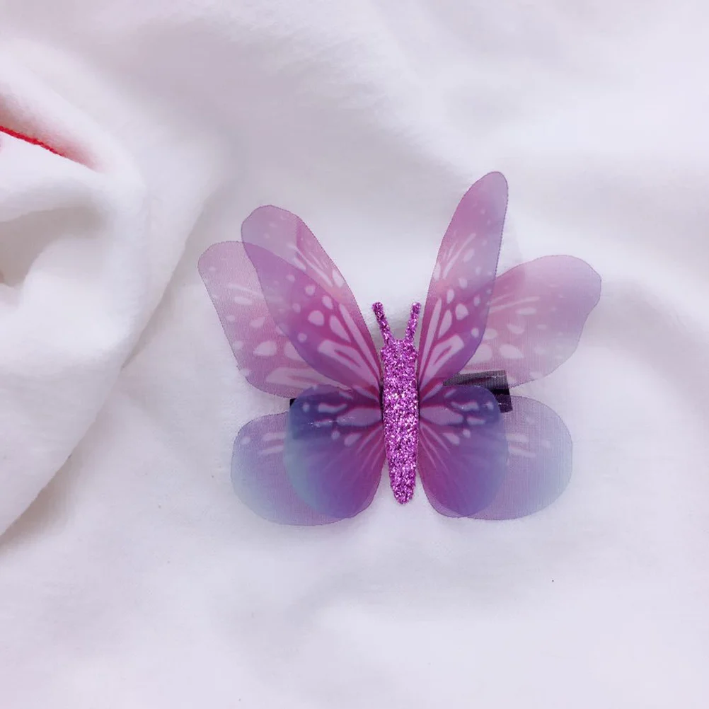 16 قطعة من مشابك الشعر الملونة على شكل فراشة من التول، تصميم مجسم مقلد مثالي لحفلات الأطفال وحفلات الزفاف وأعياد الميلاد