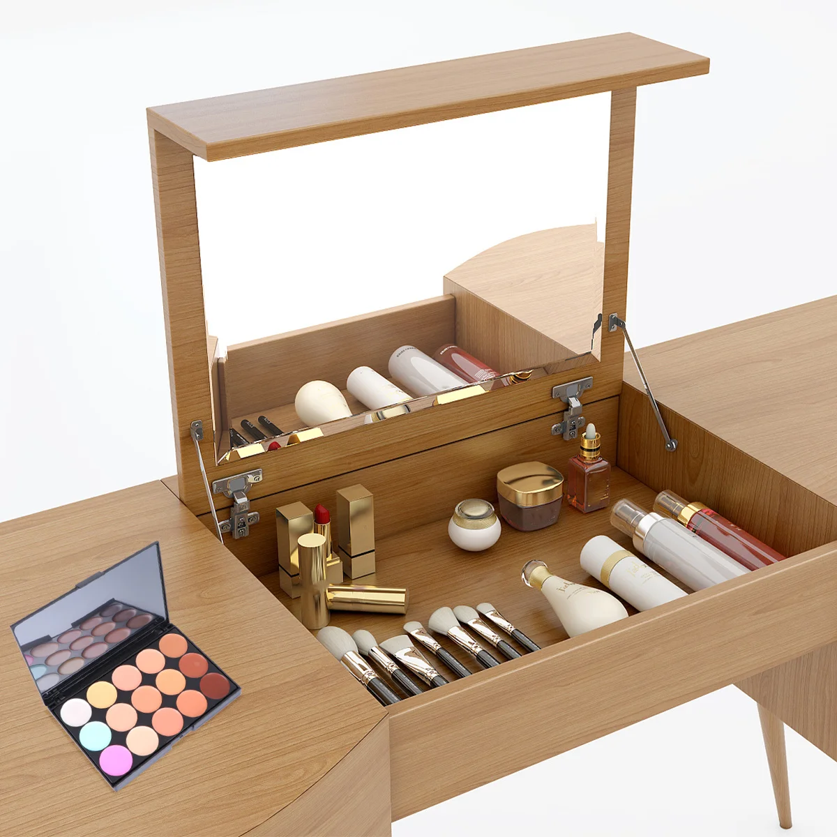 15-Farben-Concealer-Palette, schräger Kopf, Pinsel, Gesichtscreme, Make-up-Set, verbergen Flecken, Augenringe, Pickel, Hautpflege, Reisegebrauch