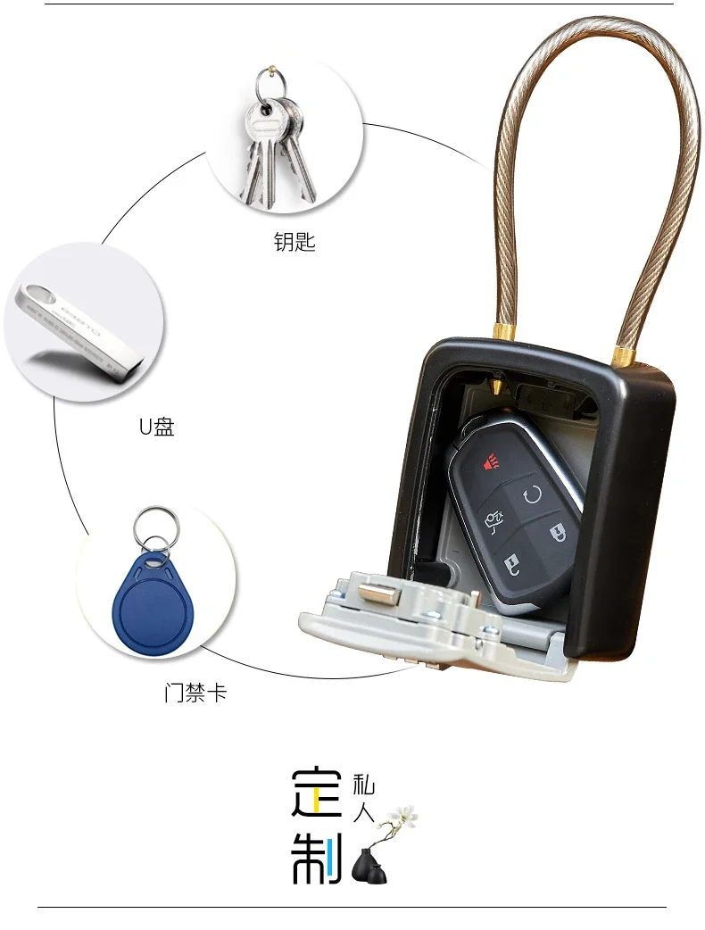 Padlock Key Box Combination Lock Home Stay Installation Free Door Handle Anti-Theft Door Box Decoration Key Password Box