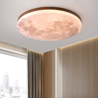 Modern LED Ceiling Lamp Study Bedroom Simple Moon Pattern Solid Wood Ceiling Light Living Room Hallway Decor Lighting Fixtures