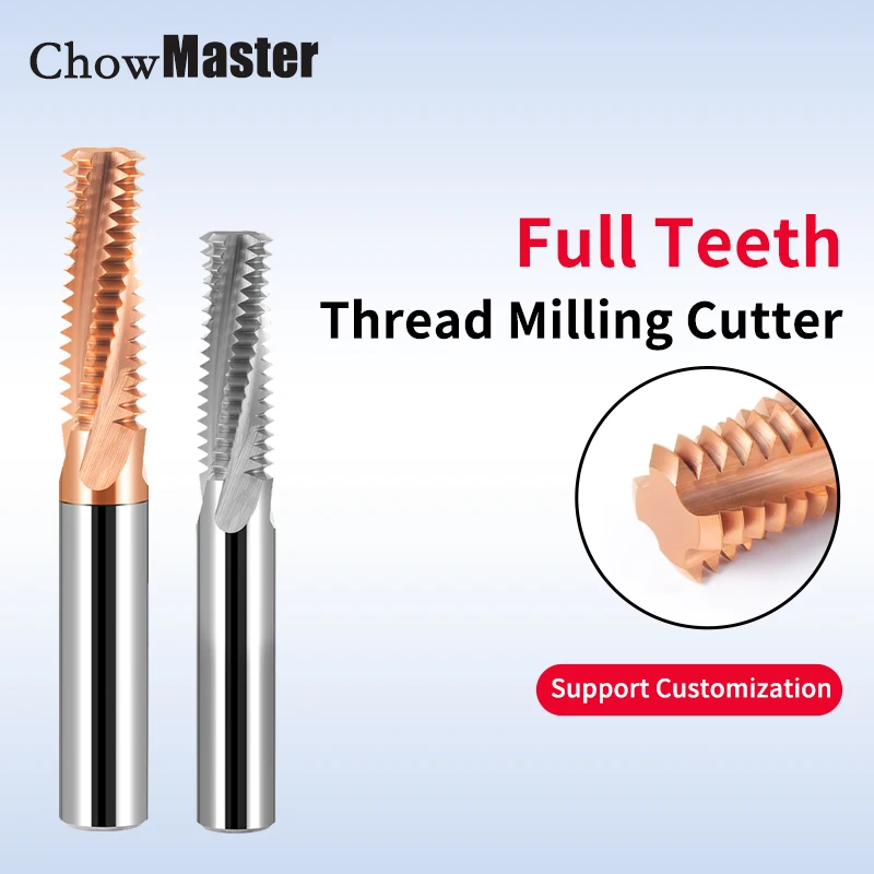 

Chowmaster Full Teeth Carbide Thread Milling Cutter Coated Tungsten Steel Milling Tooth Tool CNC End Mill M3-M24
