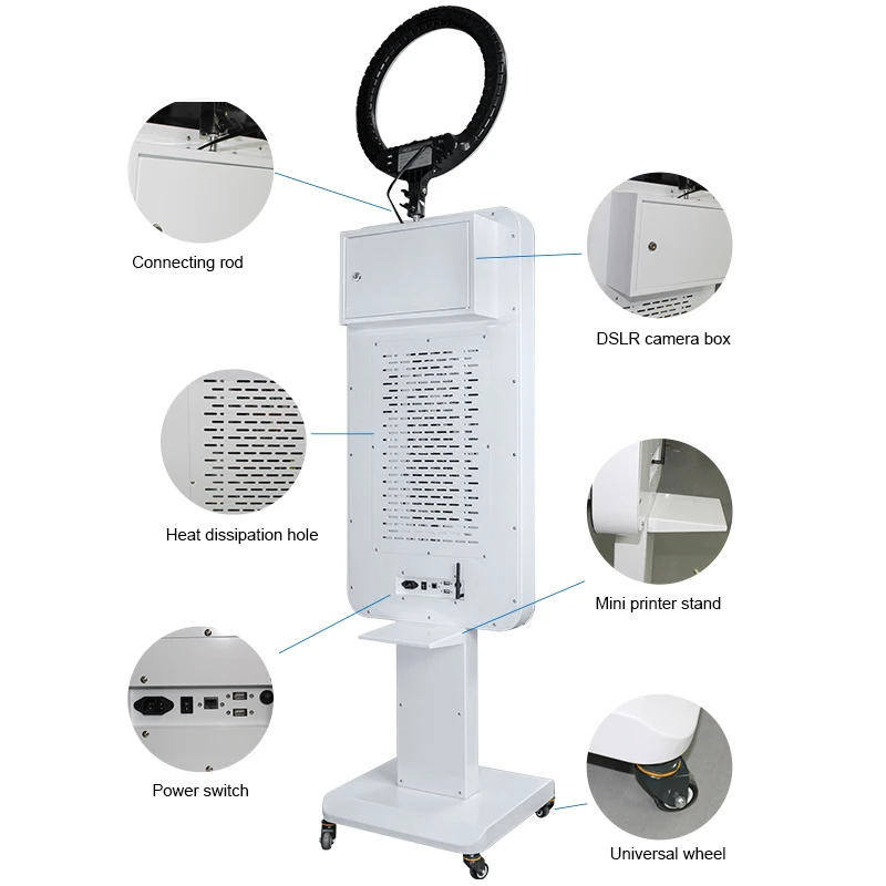 Portable Mirror Photo Booth Selfie Machine 21.5 in Touch Screen with Wheels and Flight Case for Party and Event