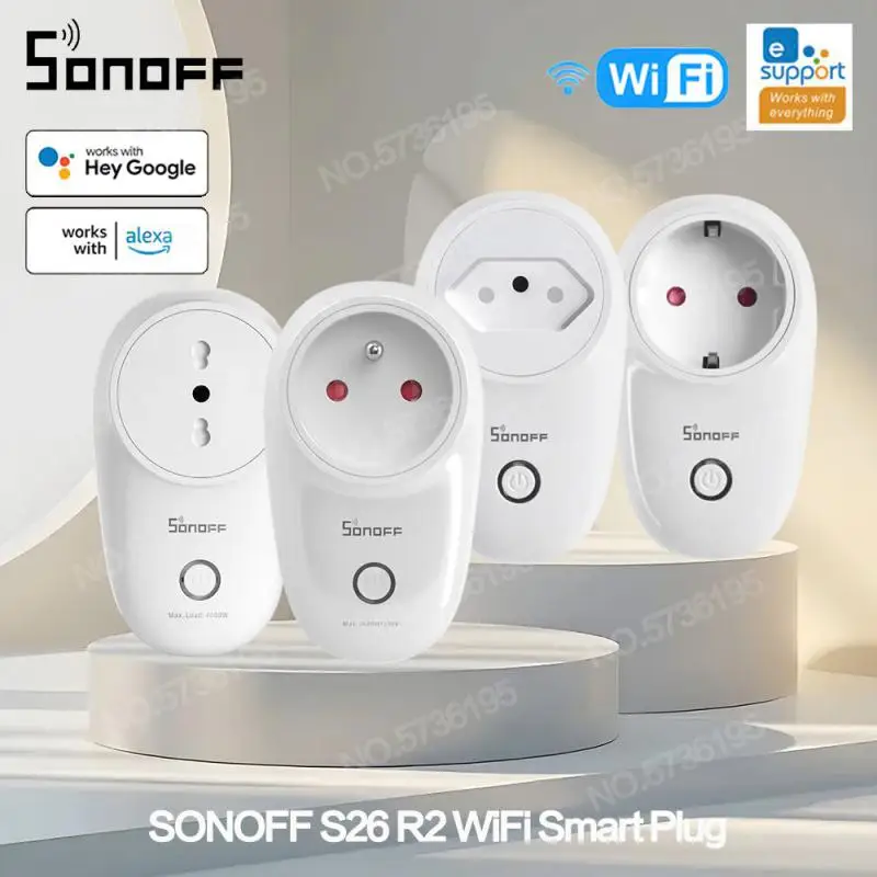 

SONOFF S26R2 WiFi Smart Socket Wireless Smart Plug Switch Timing Smart Voice Remote Control Via EWeLink APP Google Home Alexa