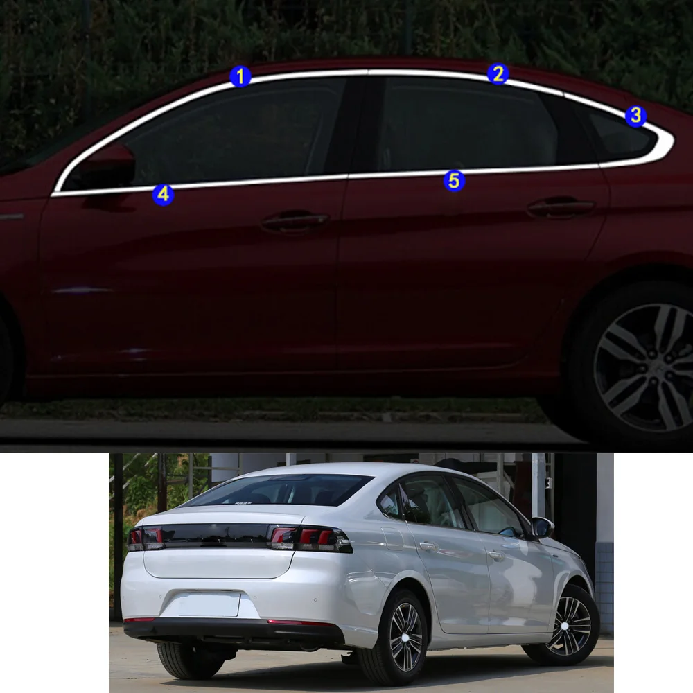

For Peugeot 308 2016 2017 2018 2019 2020 2021 Car Sticker Garnish Pillar Window Middle Strip Trim Frame Hoods