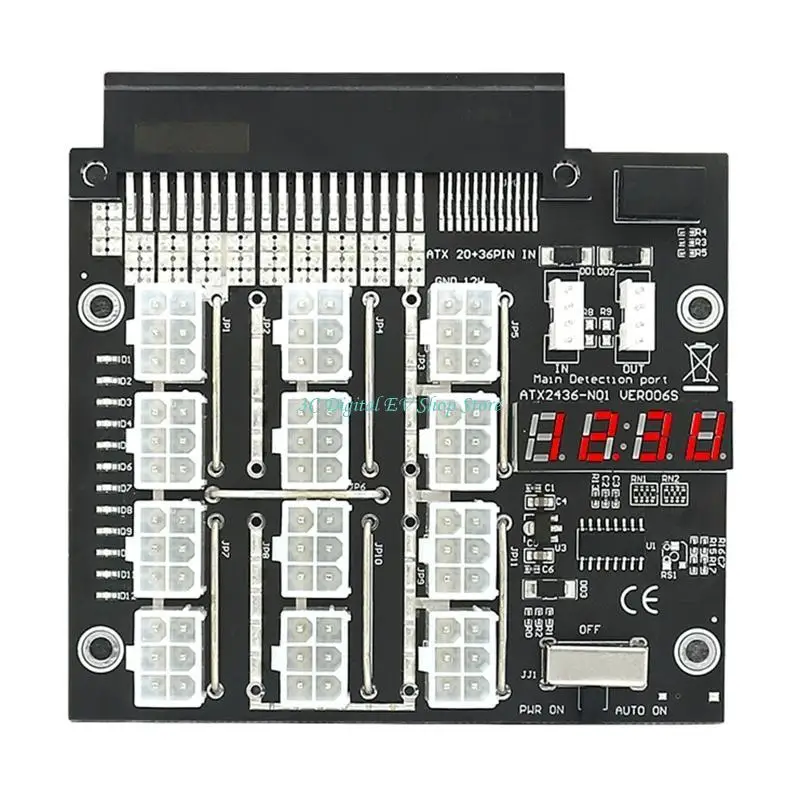 E74D 18+12Pin to 12 Ports ATX 6Pin Server PSU Power Supply Board Adapter