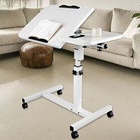 Laptop Table with Wheels Adjustable Computer Trolley Side Table Portable Bed Table Computer Desk Sofa Table