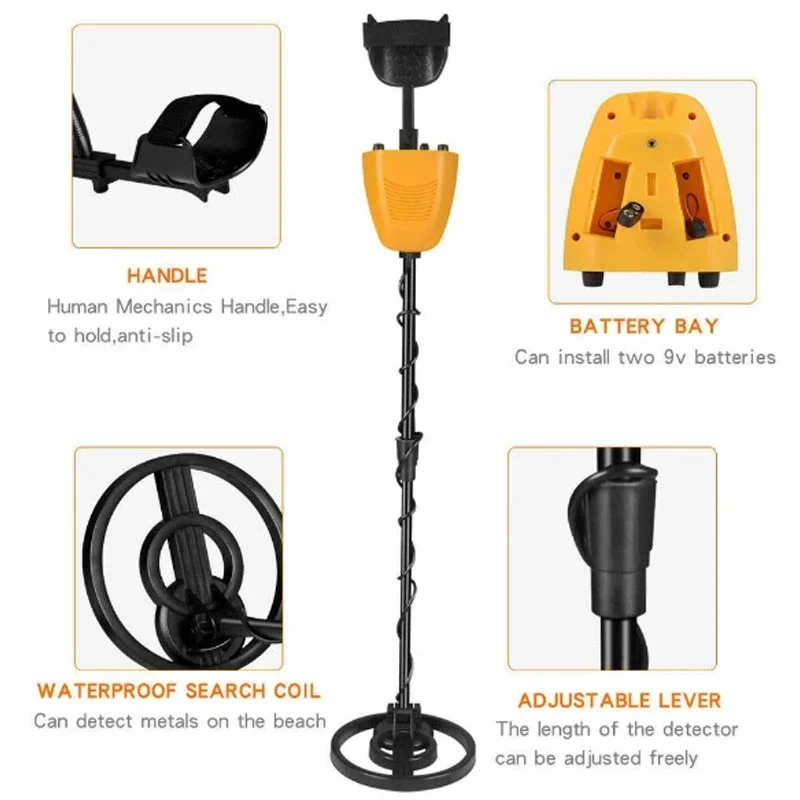 MD-5090 Metal Detector Underground Gold Detector Metal Length Adjustable Treasure Seeker Portable High Precision Hunter Detector