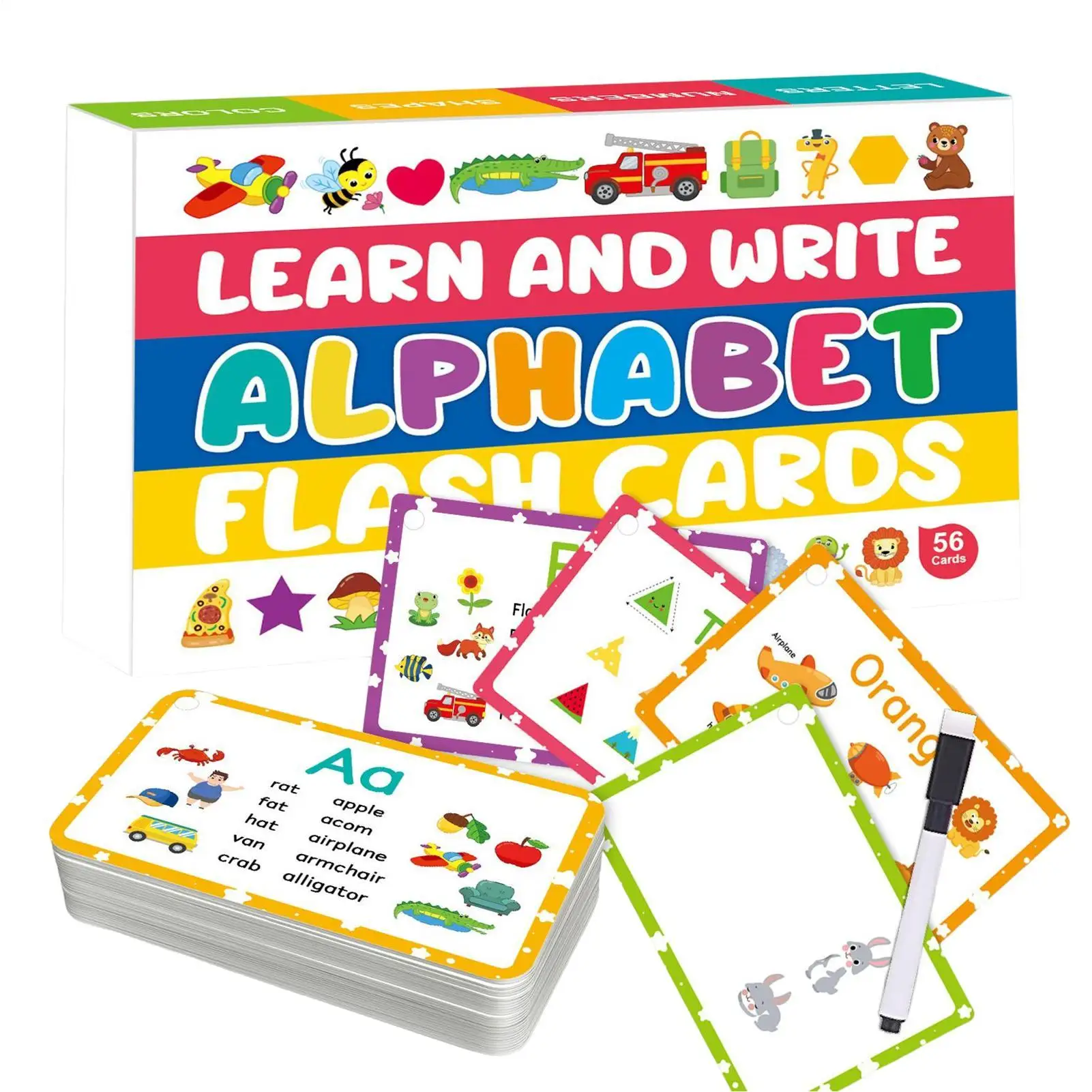 Lernkarte für Alphabet-Lernkarte, bunte Buchstaben-Lernkarte für Vorschul-Lernkarten zur Alphabeterkennung, Lernkarten für den Kindergarten