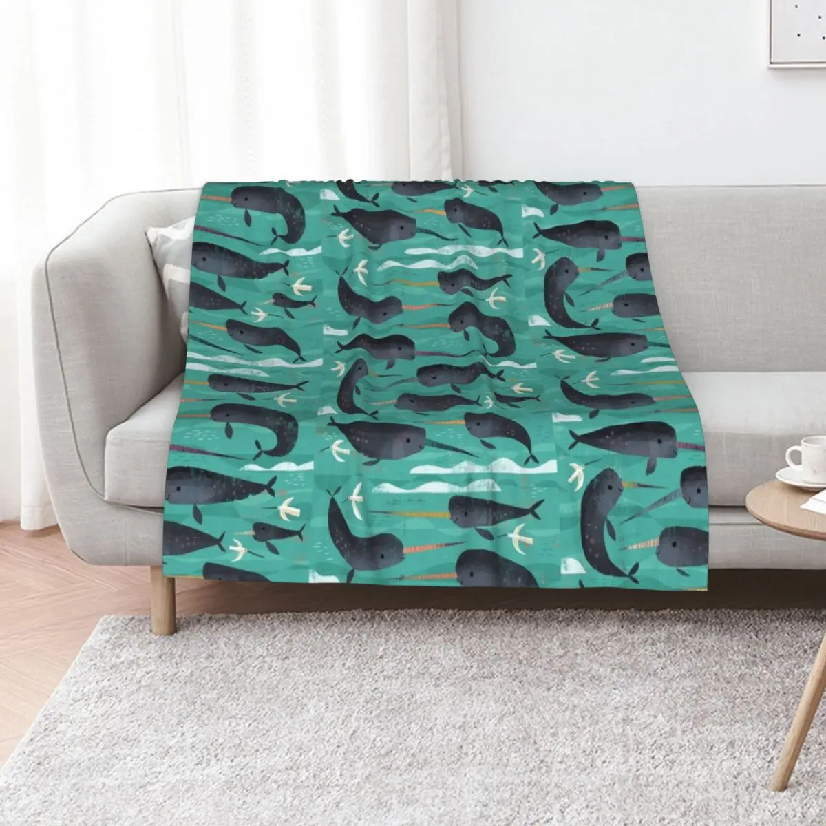Narwhals and Narbirds Throw Blanket Shaggy Sofa for babies bed plaid Bed Giant Sofa Blankets