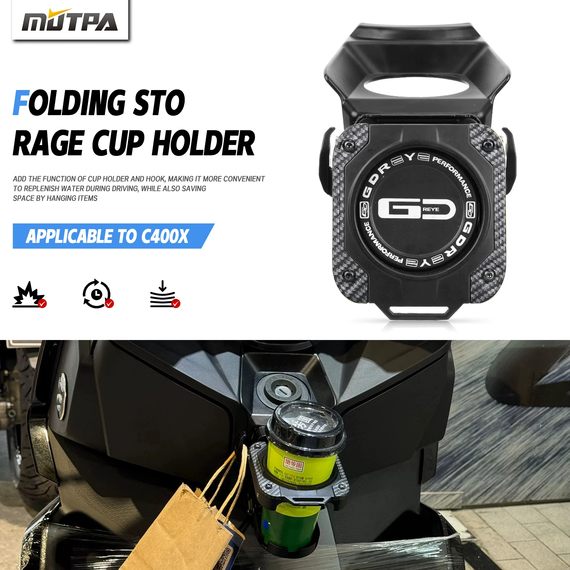 For BMW C400X C400 X Folding Cup Holder Motorcycle C400X Special Aluminum Alloy Folding Water Cup Drink Cup Holder Storage Hook