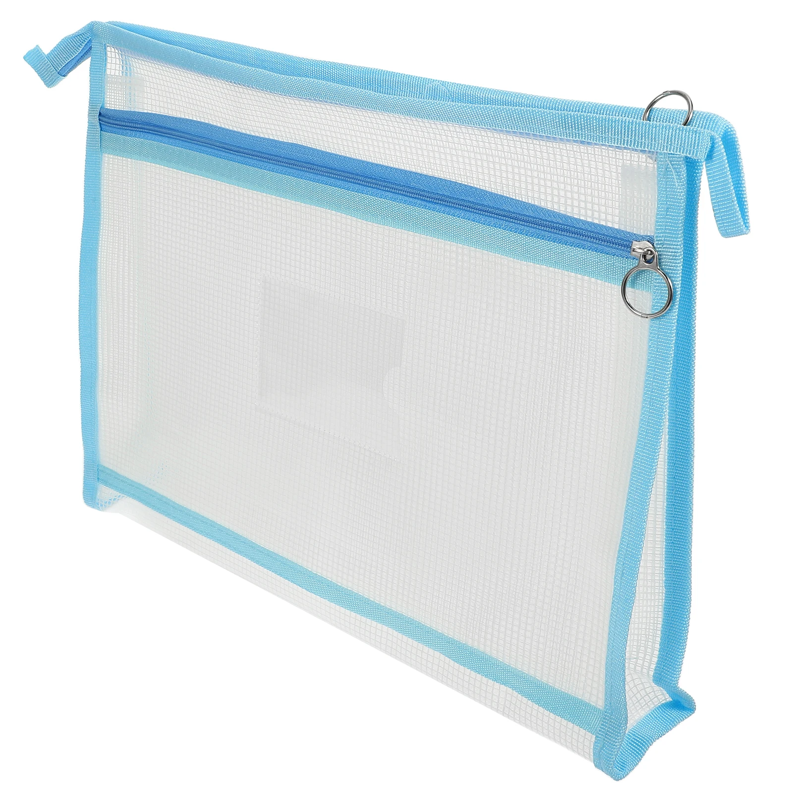 

Large Capacity File Zipper Bag Bag Blue Double Layer Mesh Zipper Pouch Storage Documents School Office Supplies