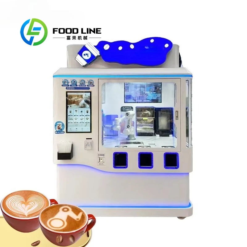 Customized AI Robot Coffee Machine CE Enclosed New Model Latte Art  Smart Barista Commercial Vending Machine