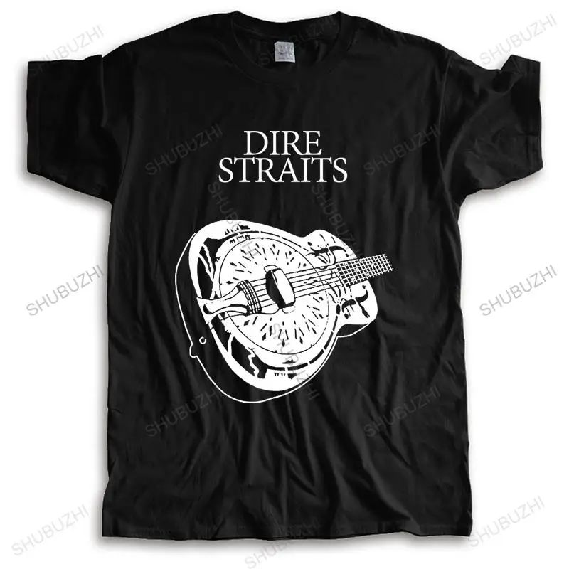 men brand teeshirt summer cool t-shirt Hsuail Men Dire Straits Band Guitar Logo T Shirt Hip Hop Short Sleeve Casual Printed Tee