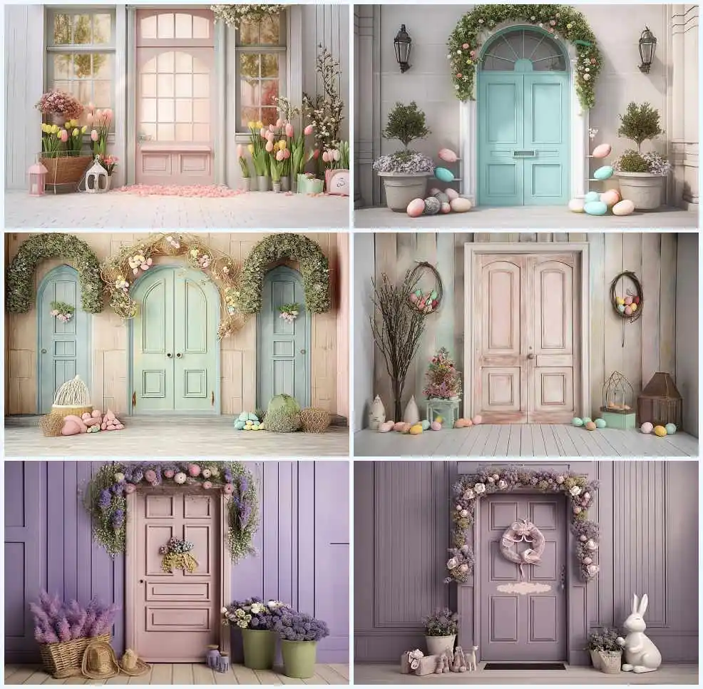 

Mehofond Spring Easter Backdrop House Flowers Decor Kids Birthday Shower Photography Background Photo Studio Photocall Props