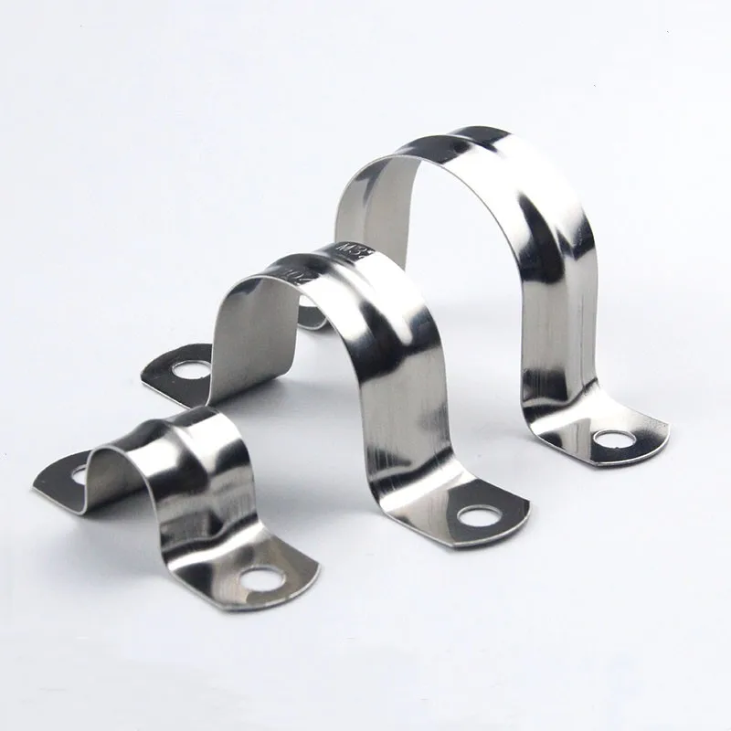 5/10Pcs 304 Stainless Steel Thickened Ohm Tube Card U Type Water Pipe Clamp Pipe Card Horseback Saddle Clamp Throat Hoop Bracket