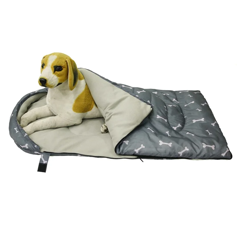 AT13 Waterproof Warm Pet Sleep Bag Outdoor Camping Dog Bed Blanket Plush Cushion Mattress Drawstring Pet Bed Kennel Mat B Durabl