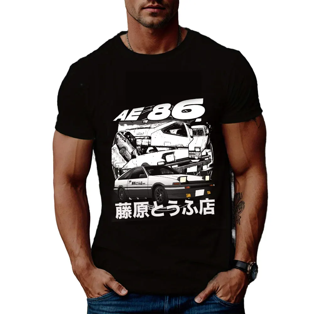 

0126 Initial D - Retro Mountain Drift Racing Manga Gift T shirt Street Racer Anime print Graphic clothes All size Tops S-6XL