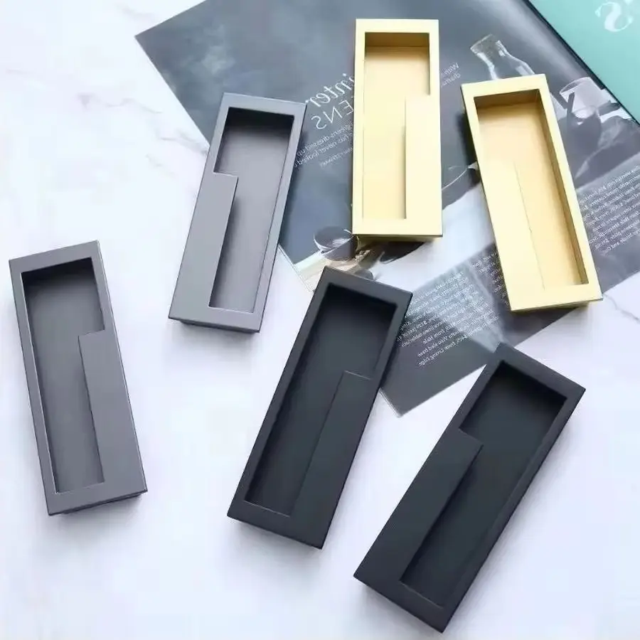 10PCS Zinc Alloy Recessed Furniture Pulls Handles Invisible Hidden Tatami Cupboard Wardrobe Closet Dresser Cabinet Door Pulls