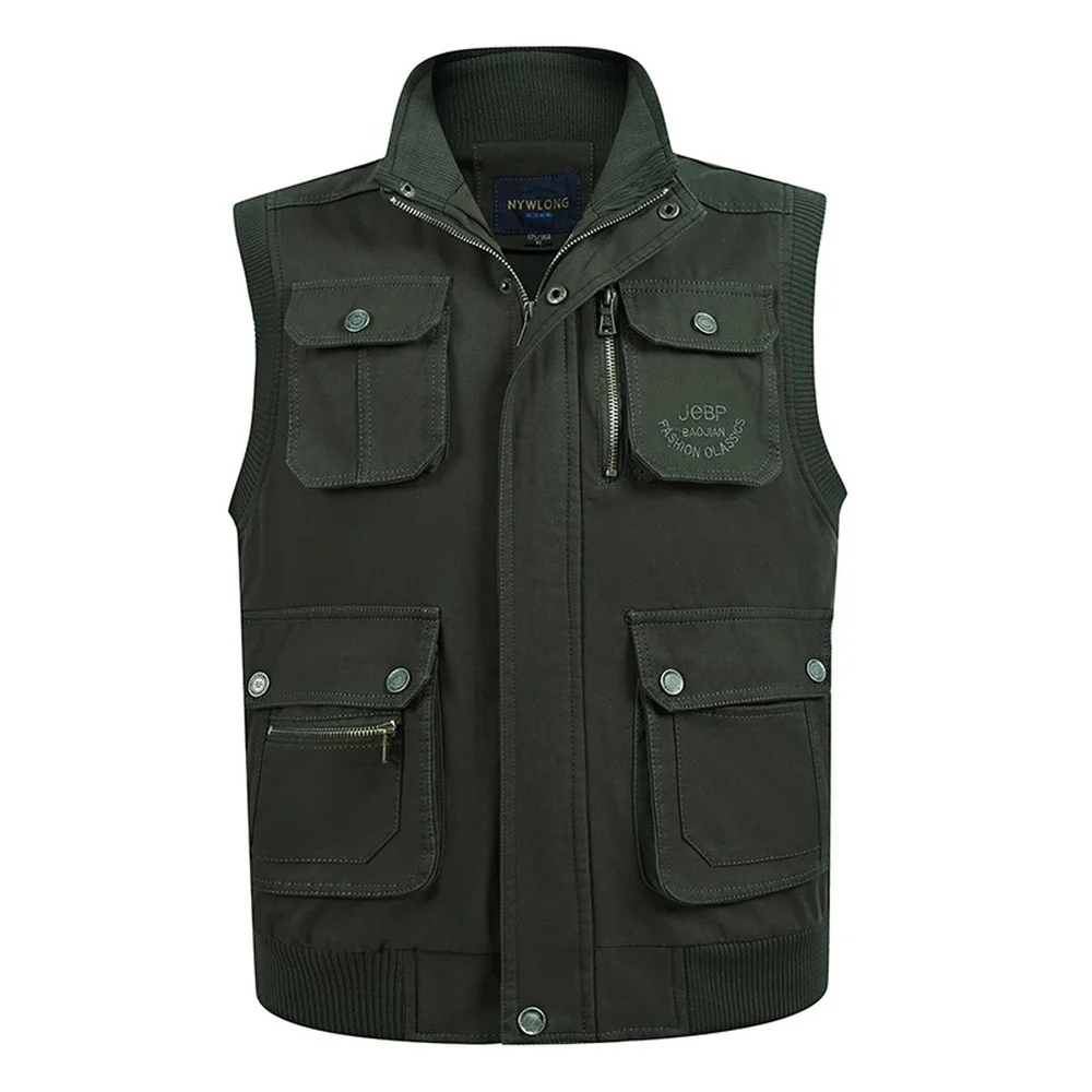 Men Multi Pocket Thin Baggy Vest Spring Autumn Casual Photographer Sleeveless Jacket Travel XJ819