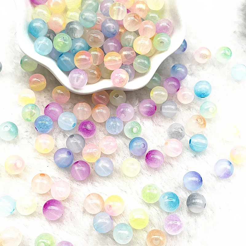 50pcs Double Color Jelly Round Acrylic Beads