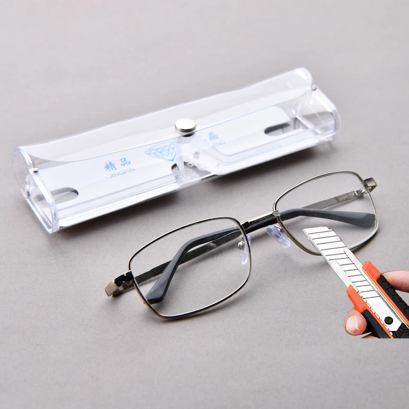 Anti-Scratch Lesebrille Retro Quadrat Presbyopie Brillen Mit Glas Linsen Metall Hyperopie Brillen männer gläser + 3,5 + 4 – Detail 5