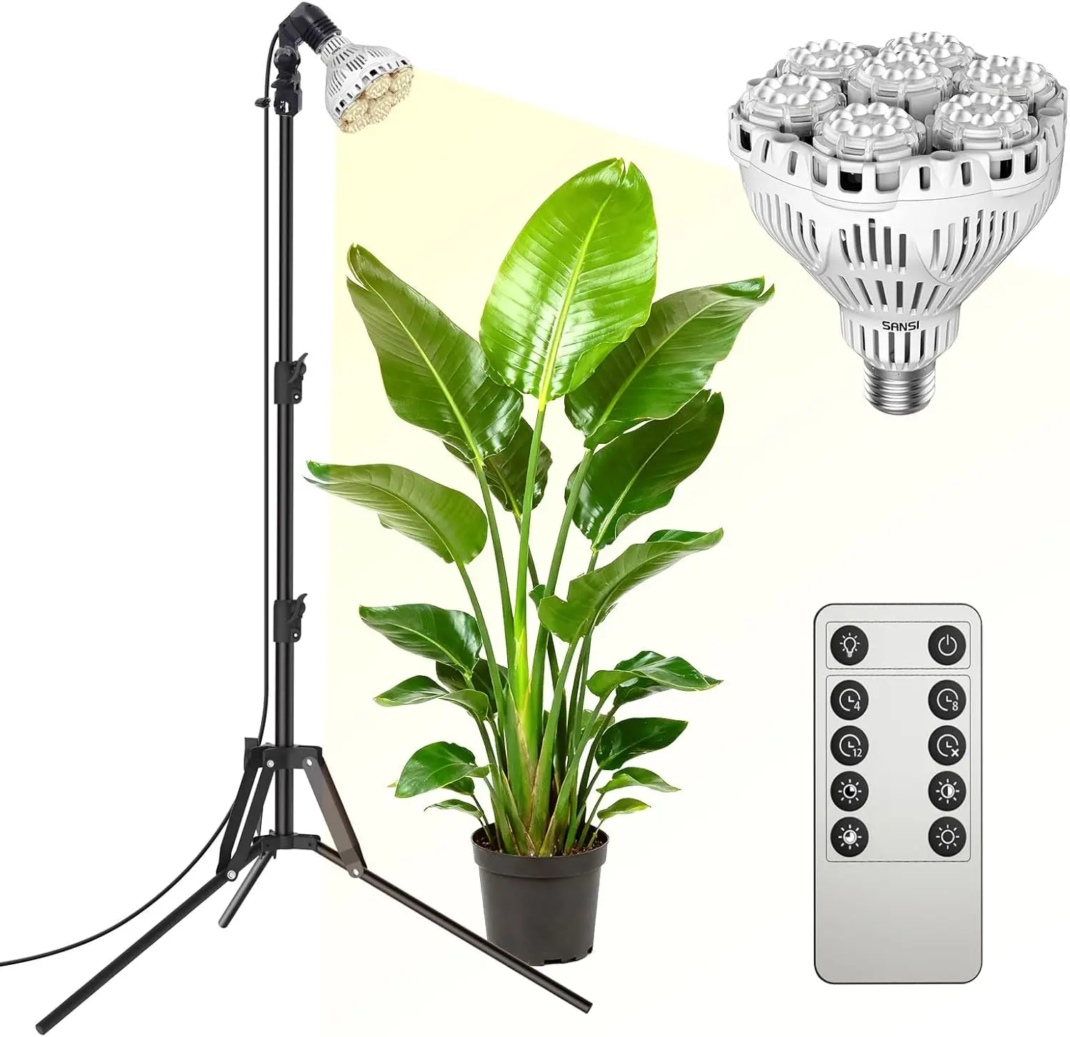 

40W Full Spectrum Grow Light with Timer & Dimmable Settings, Adjustable Tripod Stand for Indoor Plants