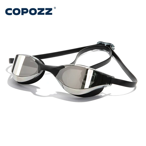 Imagen 1 del producto COPOZZ profesional impermeable chapado claro doble antiniebla gafas de natación Anti-UV hombres mujeres gafas de natación con estuche