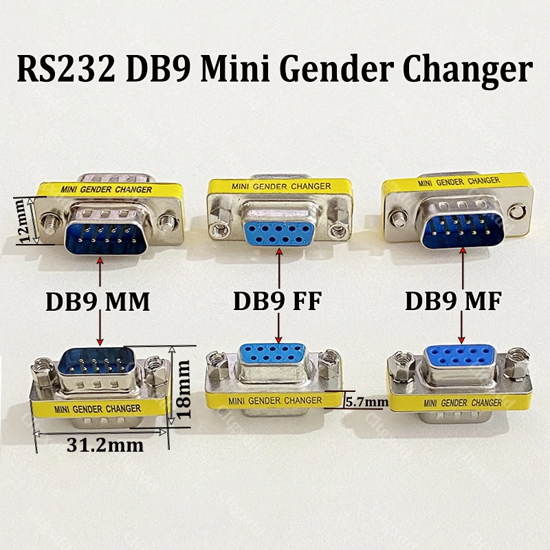 1 Piece DB9 Pin VGA Female To Female/Male To Male/Female Rs232 Serial Port Com Connector Mini Gender Changer Adapter Null Modem