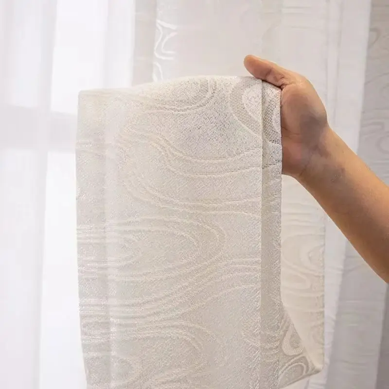 

White Sheer Curtain for Living Dining Room Bedroom High Quality Jacquard Window Screen House Decor Safe Tulle Solid Color Yarn