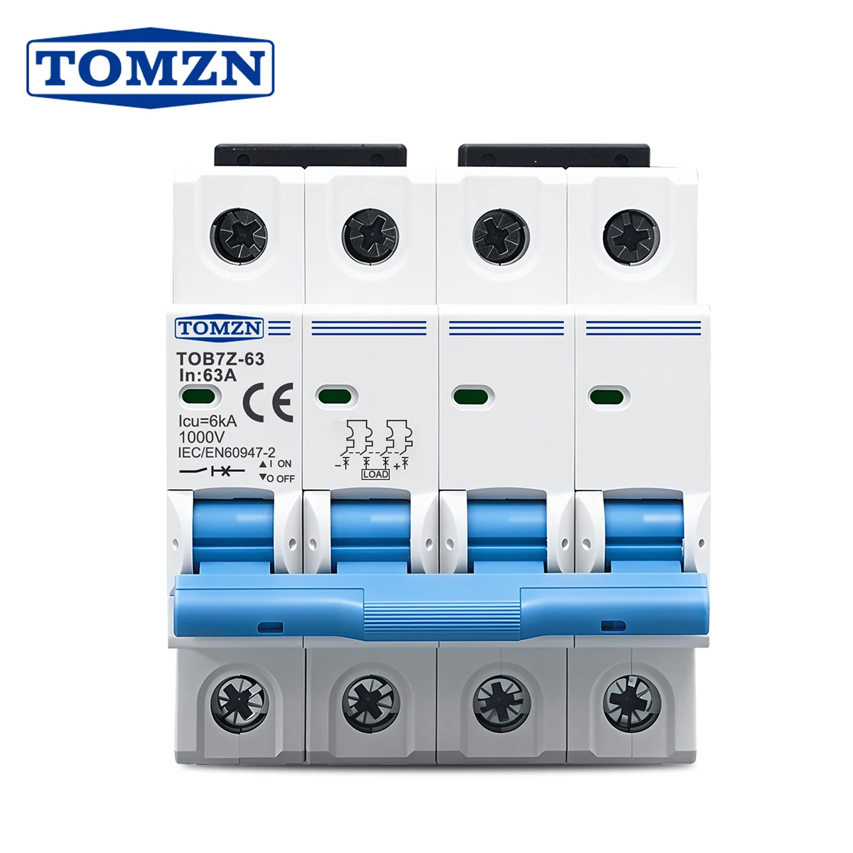 TOMZN 4P DC MCB 1000V Solar PV System Mini Circuit Breaker 3A 6A 10A 16A 20A 25A 32A 40A 50A 63A DC MCB