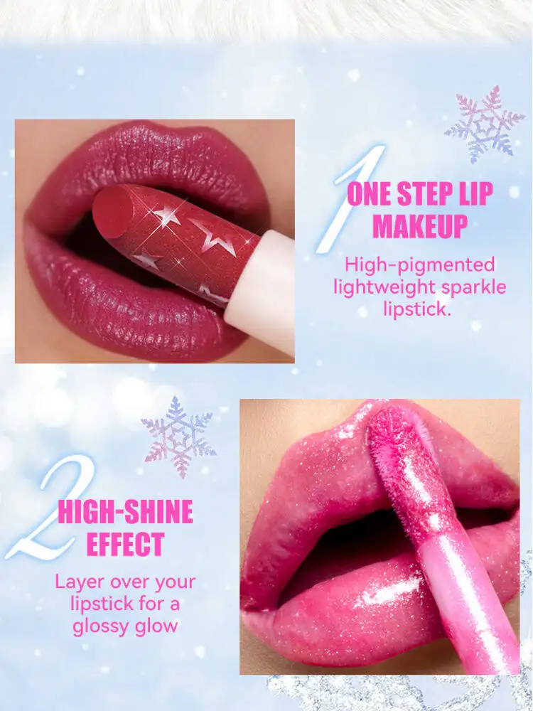 MLSMILE Gloss Combination Juego de 2 piezas de esmalte de labios hidratante + lápiz labial nacarado 2025 Nuevo