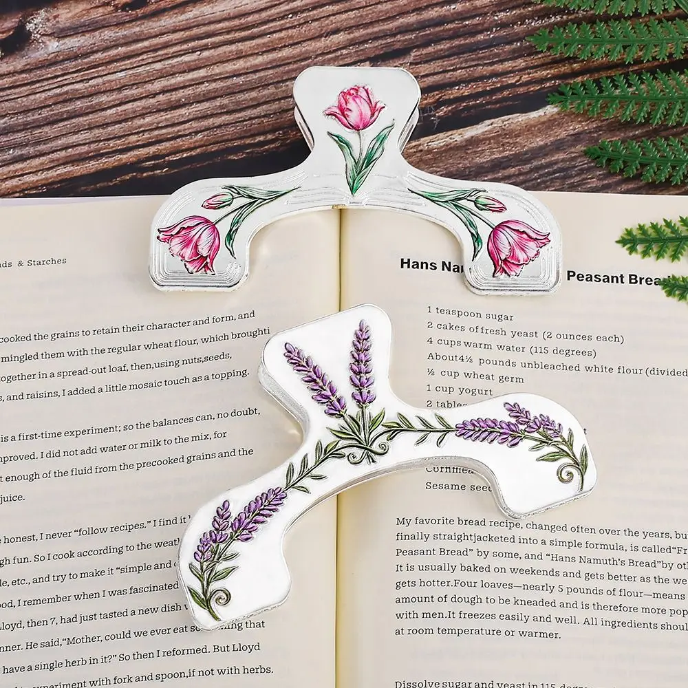Exquisite Metal Metal Book Clip Silver Tone Floral Pattern Book Marker Journal Clip Page Mark