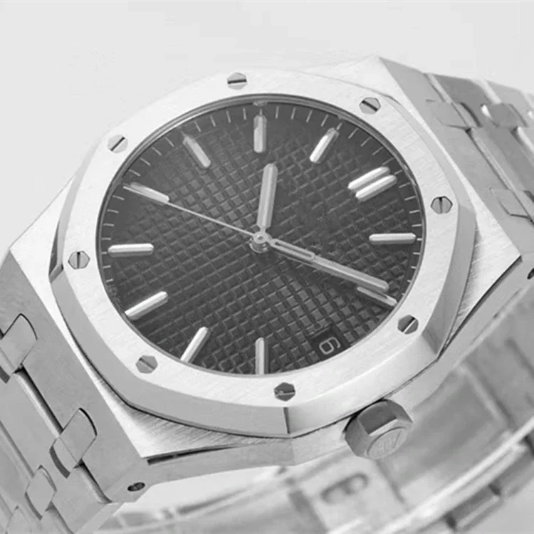 2024 Luxury Royal Oak Series Stainless Steel Simple and Atmospheric Dial Fully Automatic Mechanical Men\'s Watch Precision steel