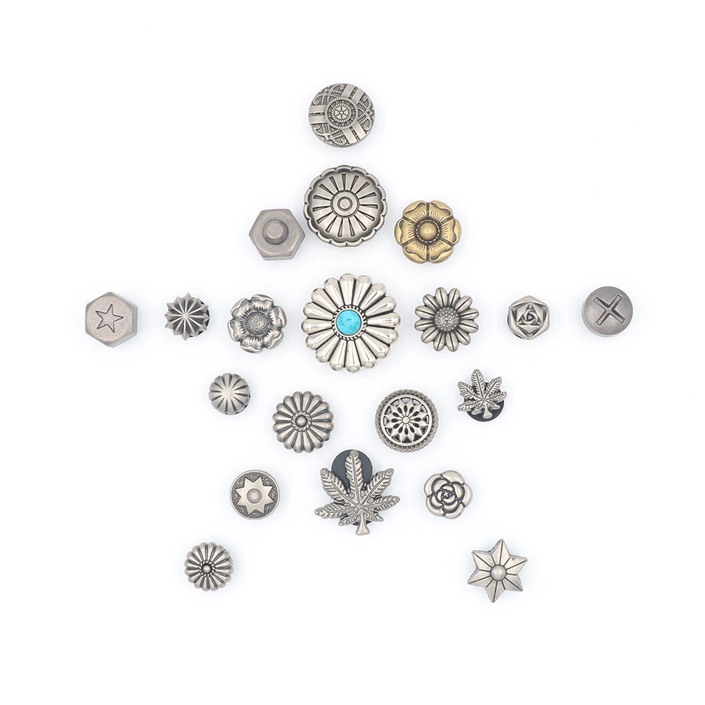 Punk Style metal Sandals Accessories Pines Simulated Turquoise pumpkin Bolt Leaves Sunflower Shoe Decorations Buckles Pines Pins