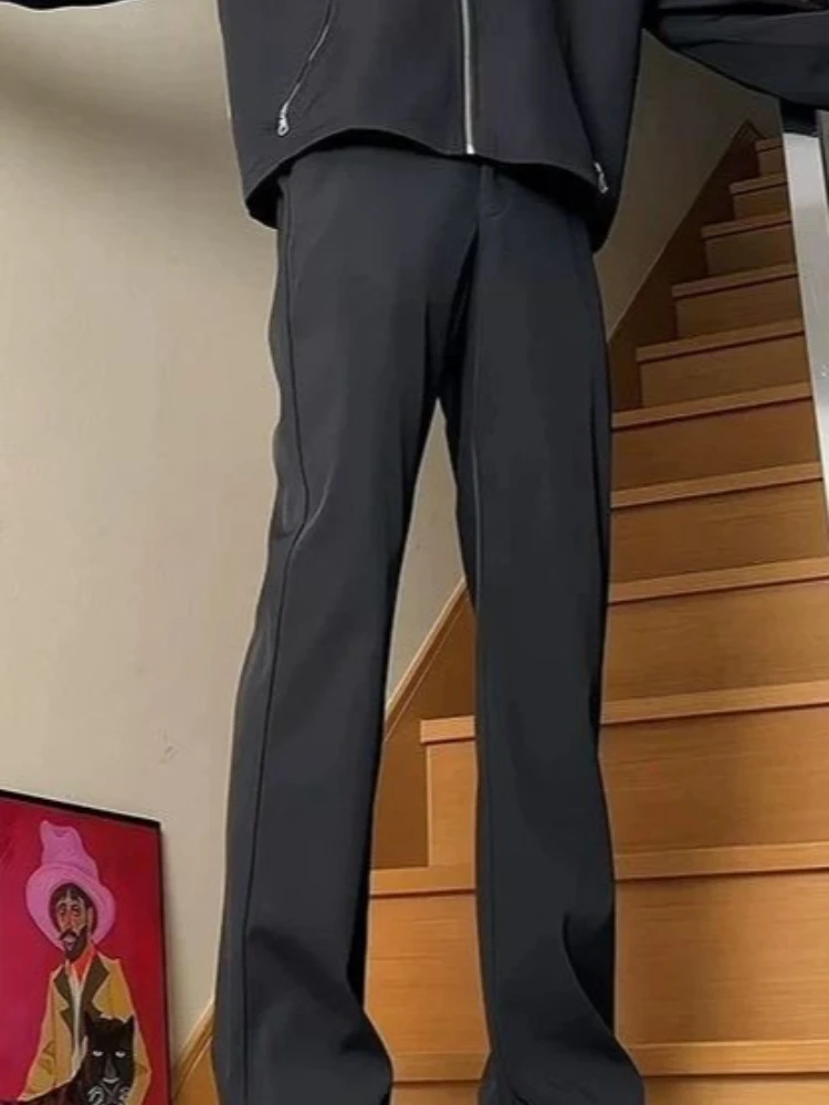 Men's American Style Premium Drape Straight Slight Flare Dress Pants Trendy Spring Summer Casual Trousers