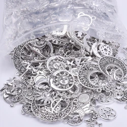 Silver Color Sun Moon Star Charms For Jewelry Making Supplies 10/20/30/50pcs/Lot Mix Planet Metal Charm Pendant DIY Accessories
