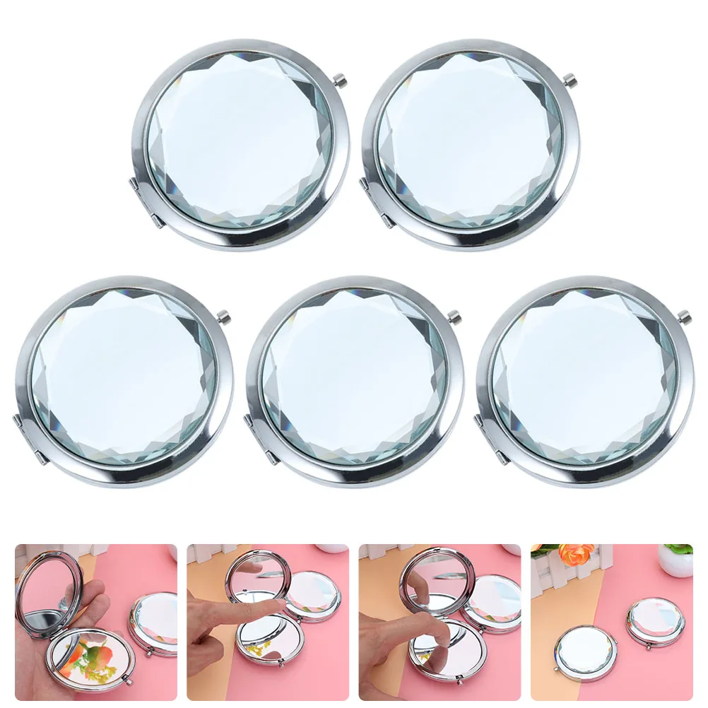 

5pcs Compact Foldable Double-Sided Small Travel Mirrors Portable Metal Mirrors For Travel Mirror Women Girls Gift